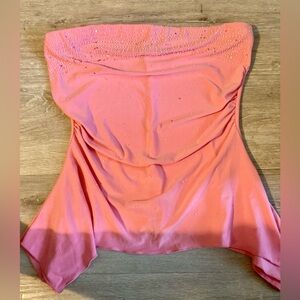 Y2K Strapless Pink Beaded Tube Top
